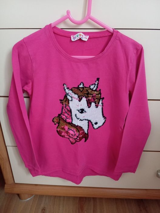 Bluzka dla dziewczynki rozmiar 128 z Jednorożcem