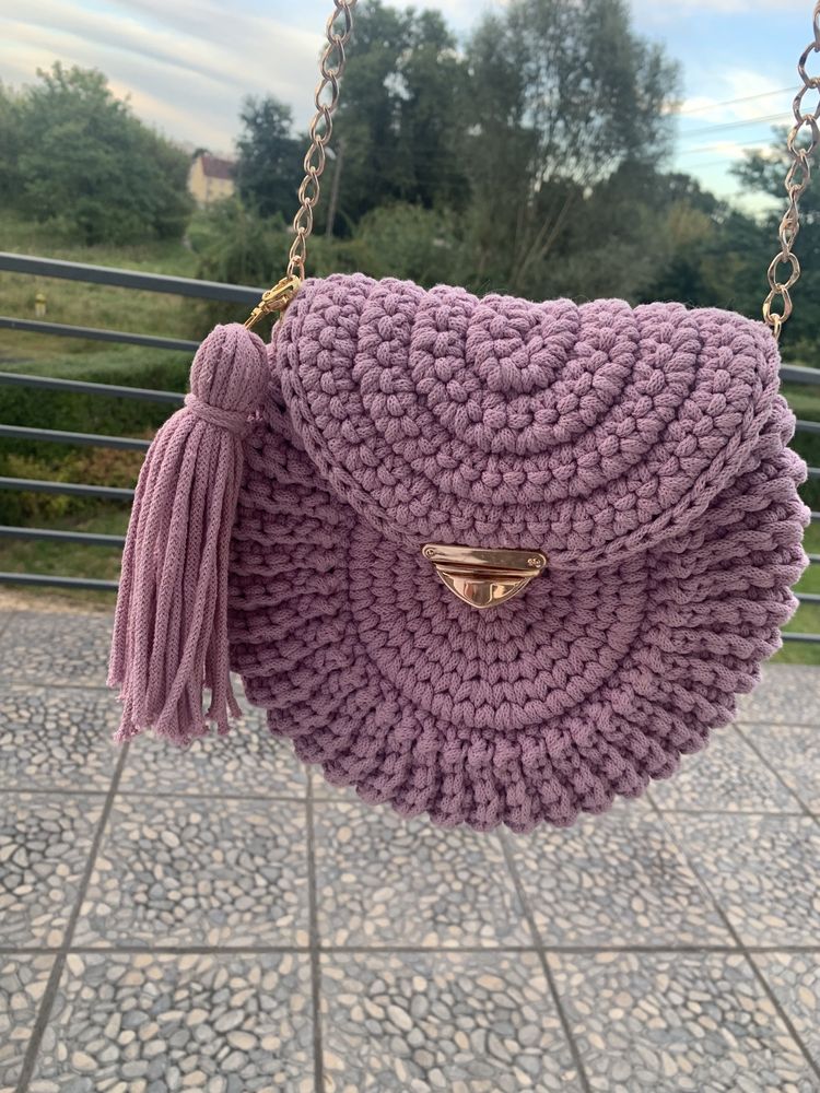 Torebka ze sznurka pleciona handmade