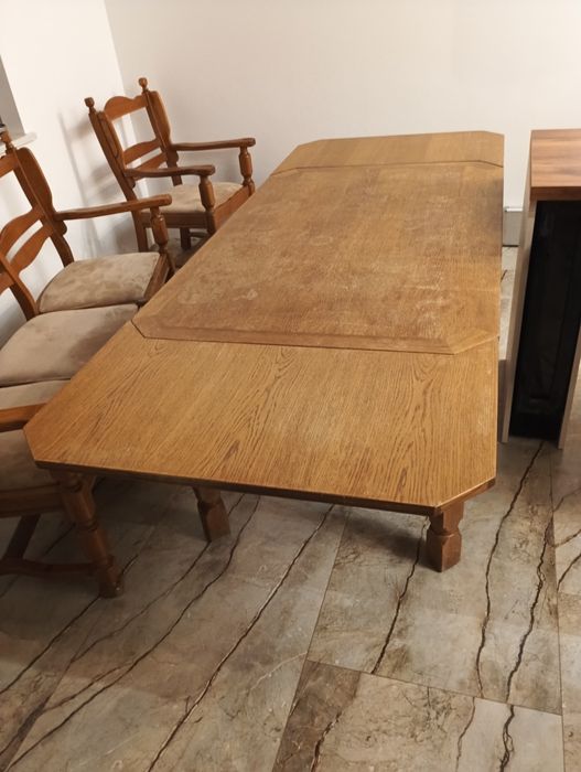 Stół i krzesła do jadalni dębowe styl vintage