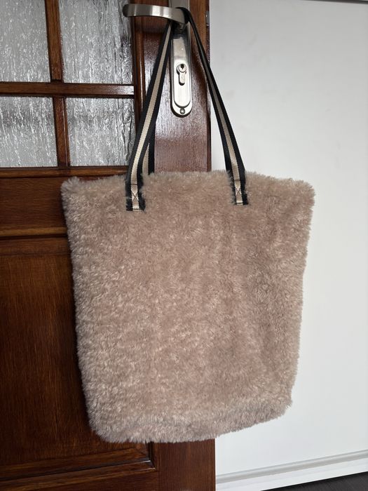 Torba shopper misiu pluszowa brudny róż beż