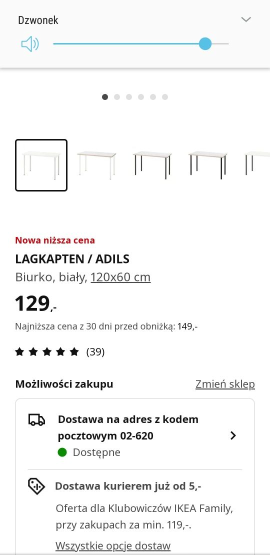 Zestaw mebli Biurka blat stół  Ikea  120x60 150x75