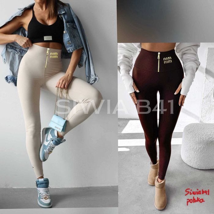 Legginsy damskie z zamkiem z przodu