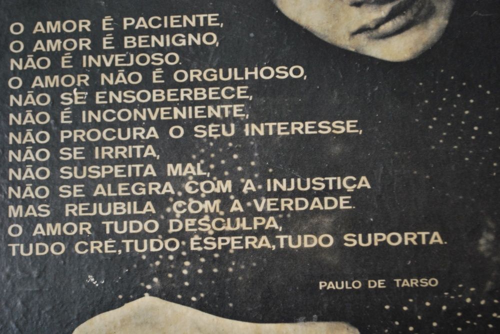 Quadro Antigo Poema "Ao Amor" de Paulo de Tarso - Medida: 34 x 44 cm