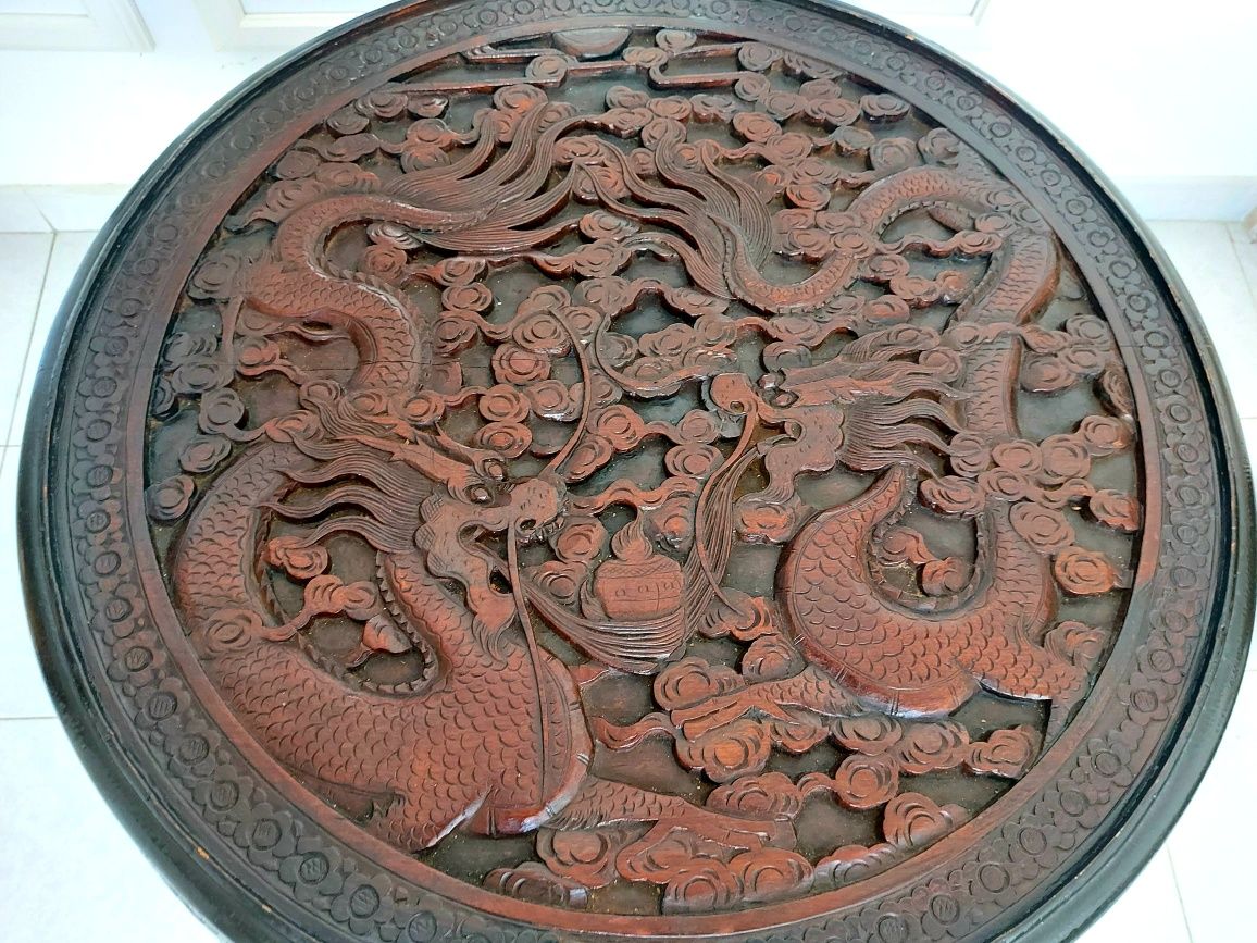 Mesa de apoio chinesa dragão em cânfora Sec. XIX