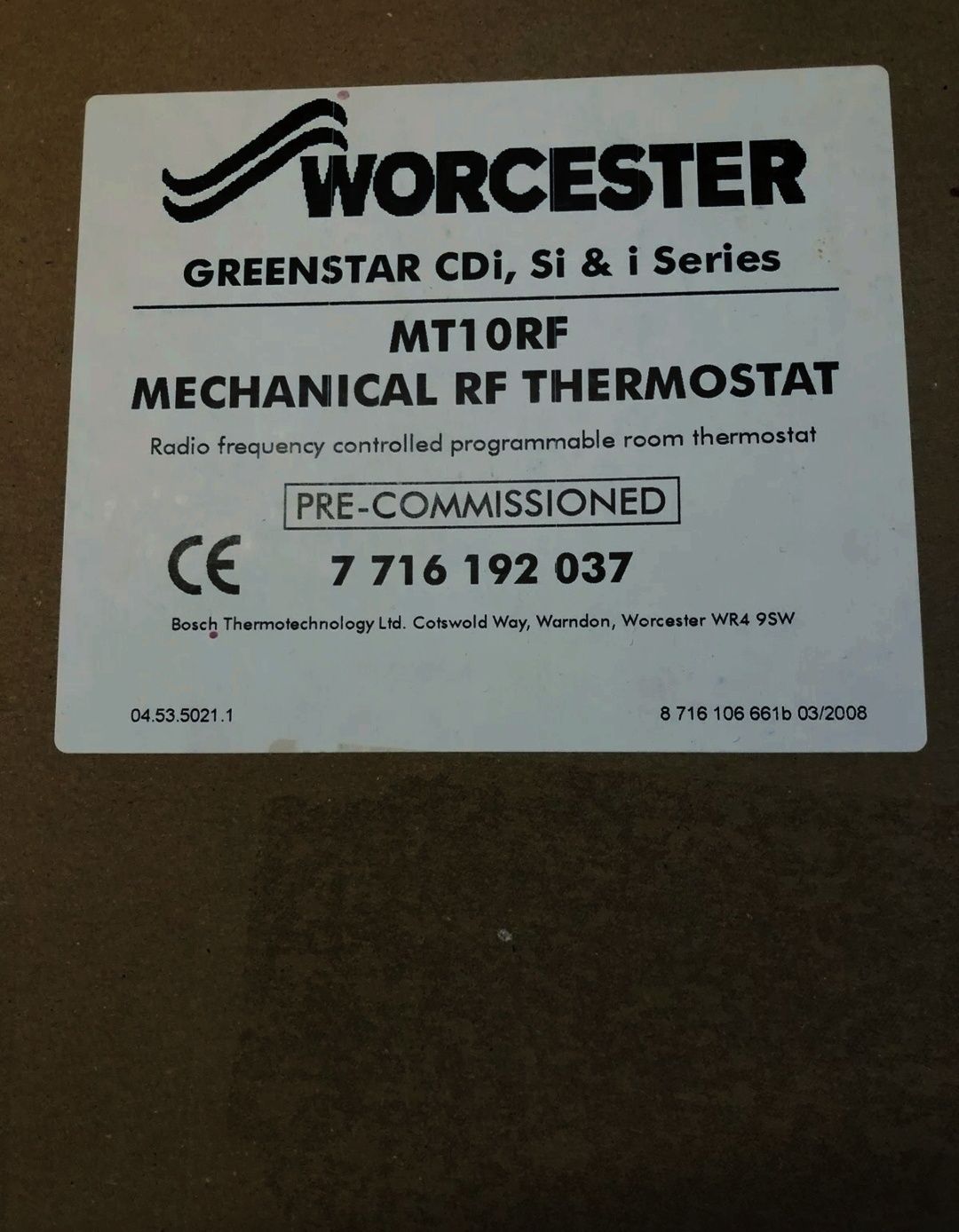 NOWY Bosch Worcester RF Termostat MT10RF