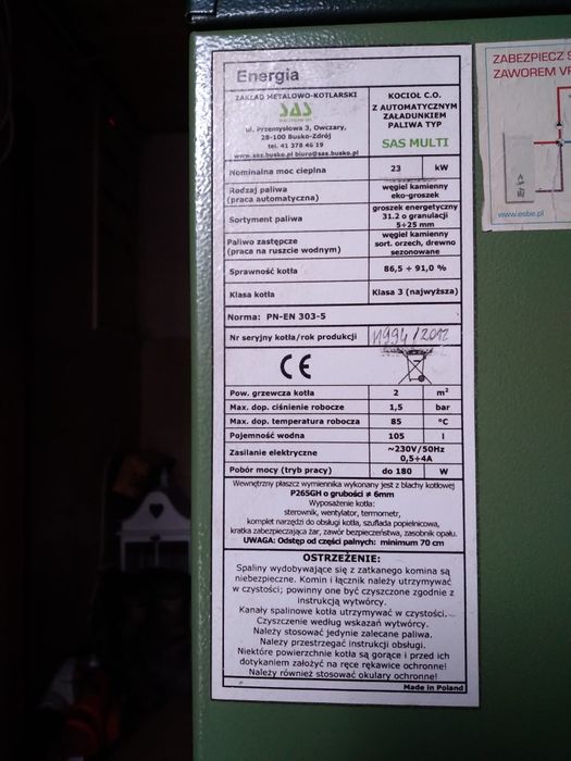 Czesci do pieca SAS MULTI KOMPLETNY z zbiornikem