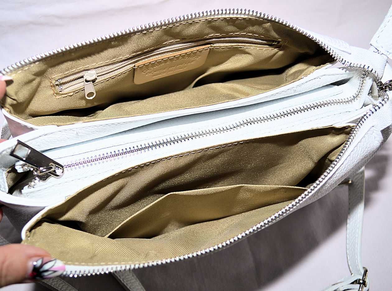 GENUINE LEATHER Torebka llistonosk skóra naturalna