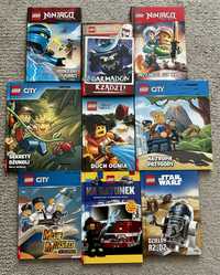 9 książeczek z serii Lego City, Ninjago, Star Wars.