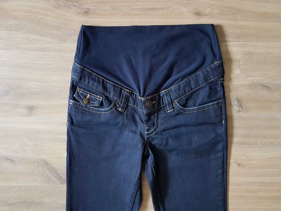 Granatowe bawełniane jeansy ciążowe H&M MAMA roz. 36