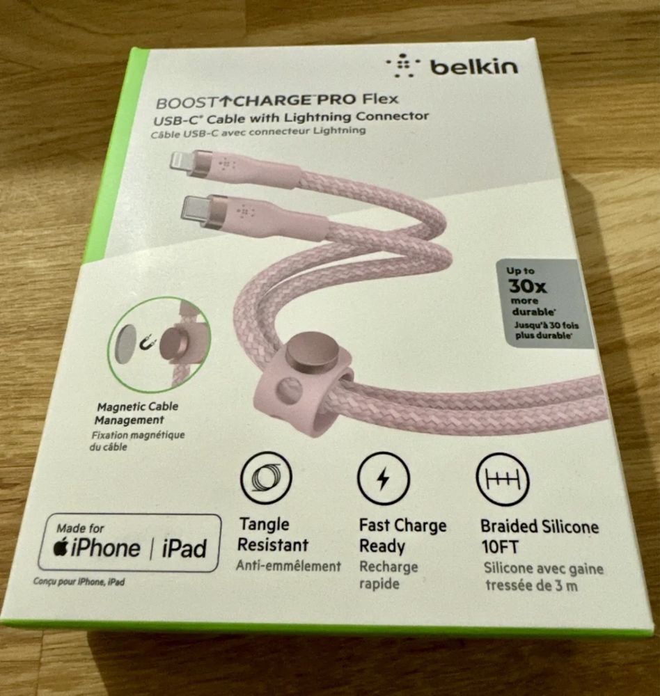 Belkin kabel MFI iPhone Boost Pro Flex Lightning USB-C 3metry NOWY