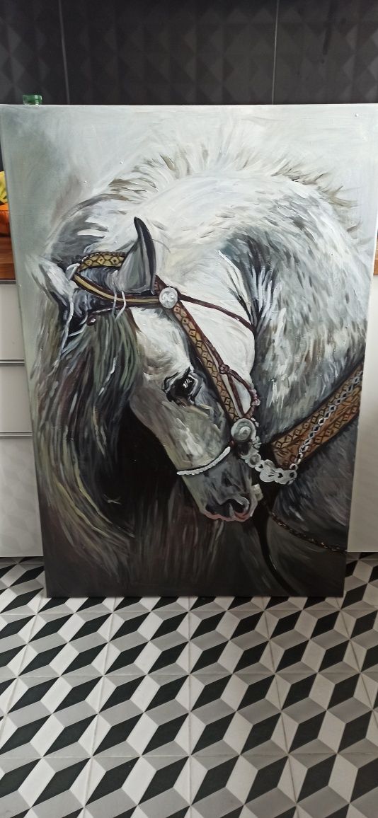 Obraz koń szary duży portret konia Promocja