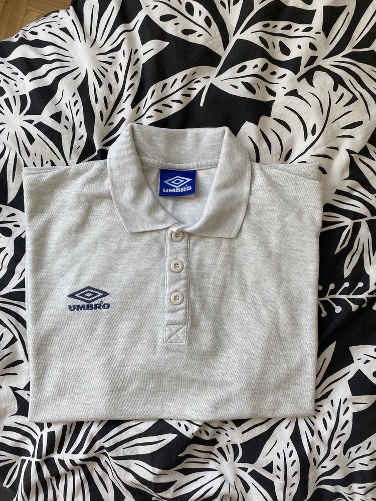 koszulka polo Umbro męska krótki rękaw jasna kremowa biała L bawełna