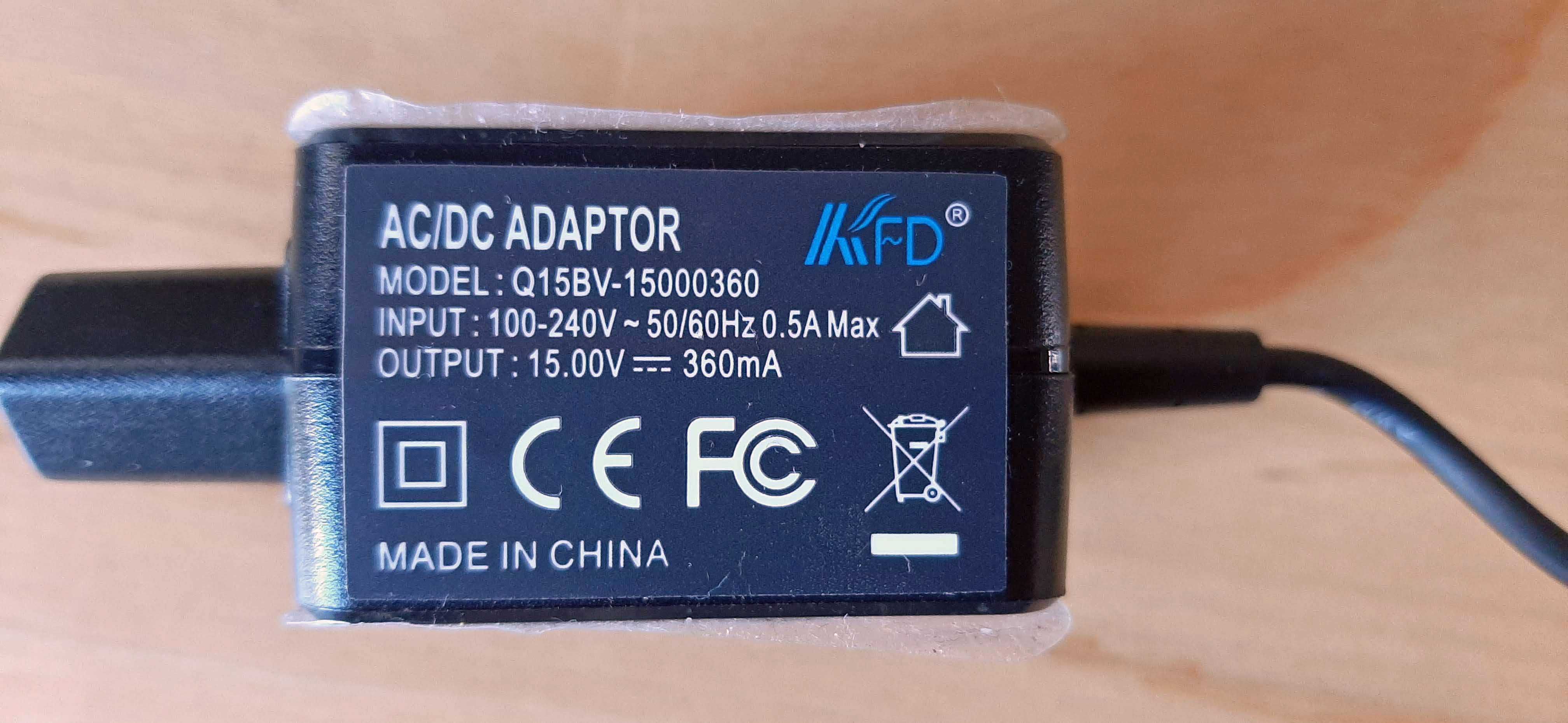 KFD 5,4 W 15 V 0,36 Adaptador p Philishave