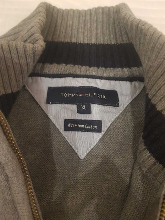 Sweter ze stuka na suwak szary Tommy hilphiger