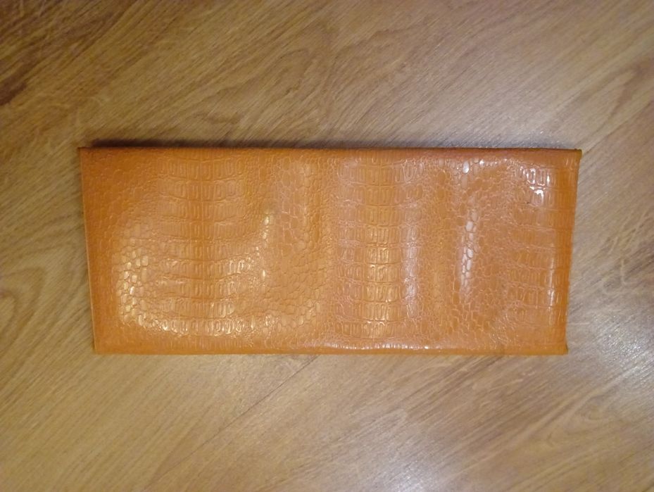 Torebka damska Kopertówka pomarańczowa jasnobrązowa złota