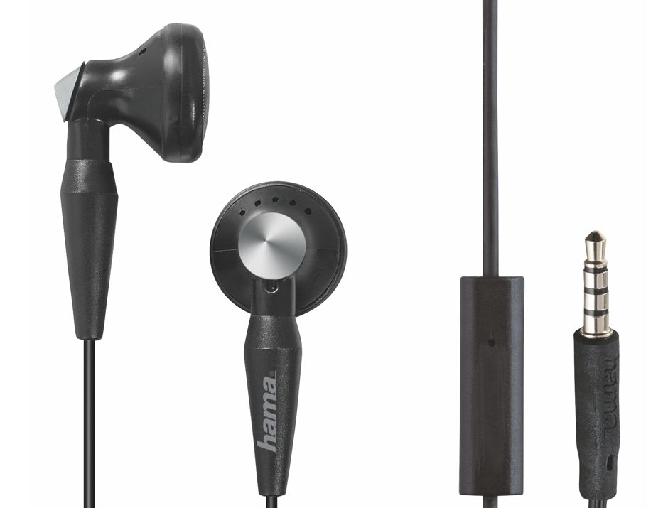 Hama - słuchawki douszne z mikrofonem, przewodowe, czarne - OUTLET