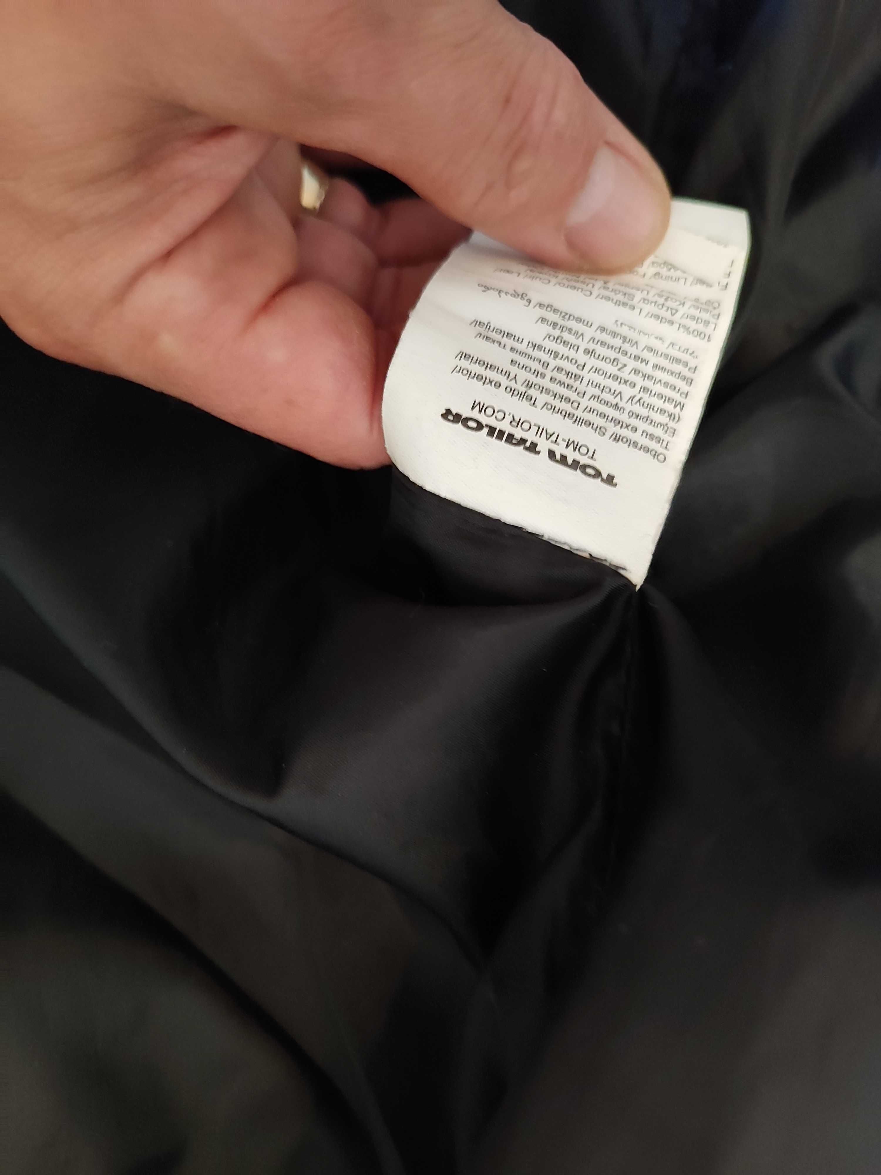 czarna skórzana kurtka firmy tom tailer rozmiar L jak nowa