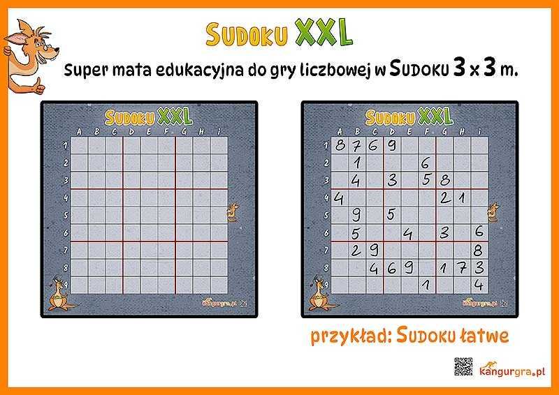 SUDOKU XXL gra logiczna do nauki i zabawy dla dzieci i dorosłych 3x3m
