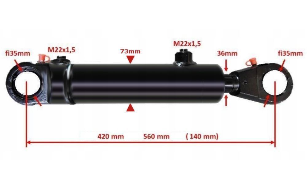 Siłownik Hydrauliczny 63x36 Skok 140 + Mocowania [7060]