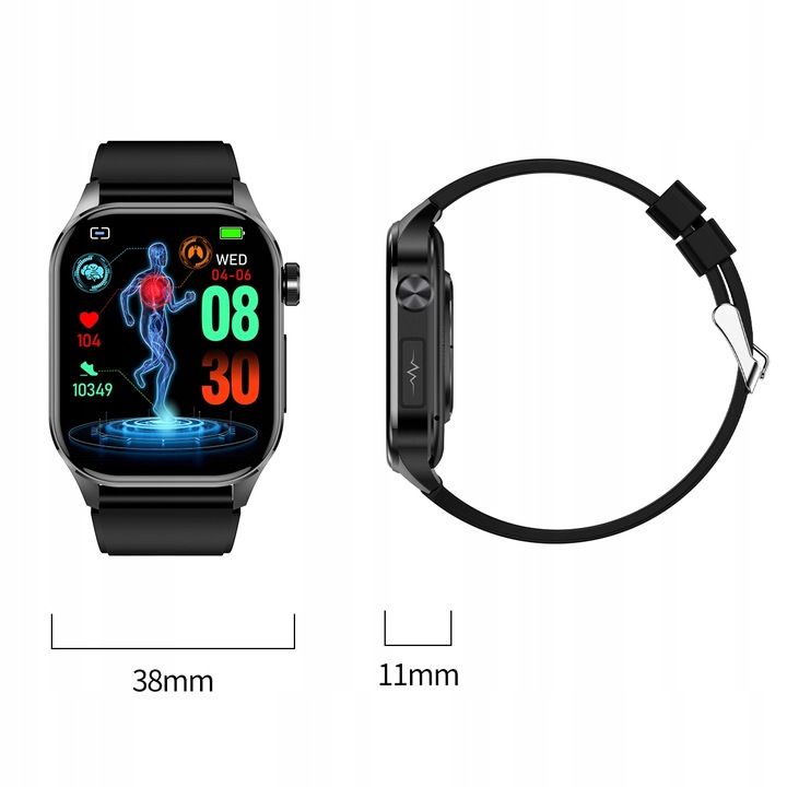 Smartwatch Zegarek Dla Seniora Ekg Pomiar Cukru Puls Ciśnienie Tempera