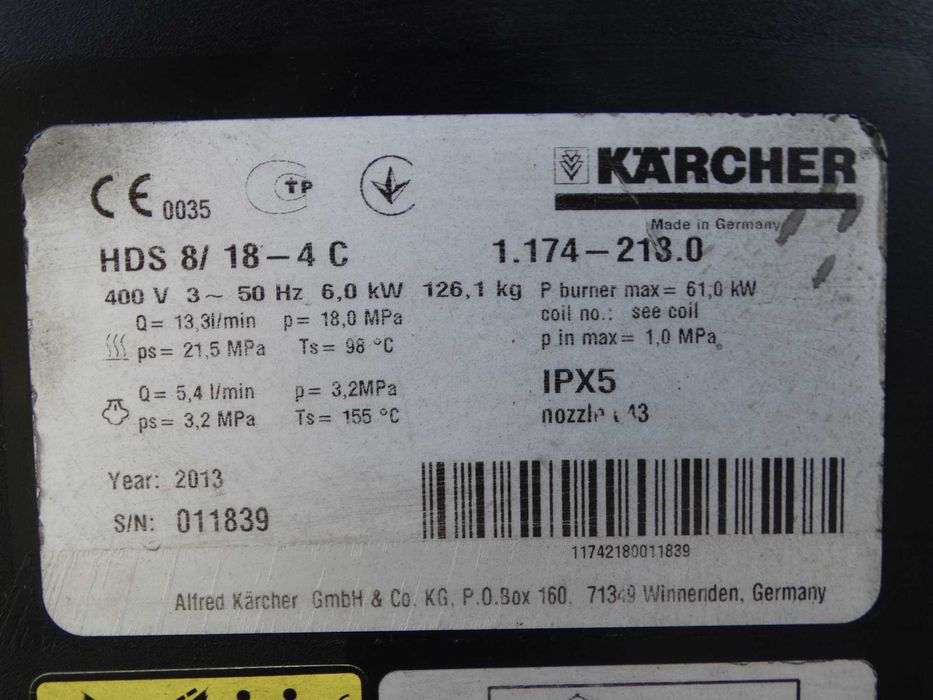 Myjka Ciśnieniowa Karcher HDS 8/18 4C * gorąca woda