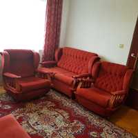 Zestaw wypoczynkowy sofa 2-os. + 2 fotele + 2 krzesła do renowacji