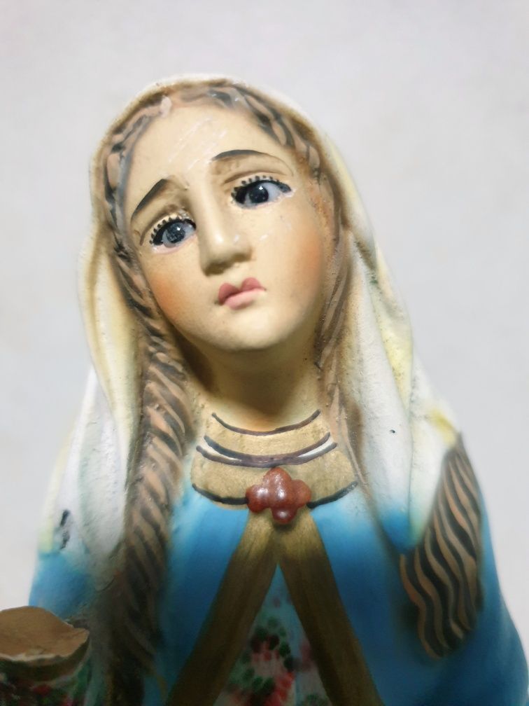 Antiga figura da N. S. do Bom Parto em ceramica com olhos em vidro