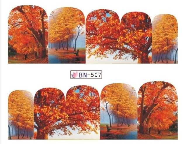 BN507 Naklejki wodne na paznokcie jesień liście