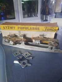 Vintage łyżwy popularne JUNIOR blaszki wkręty kluczyk