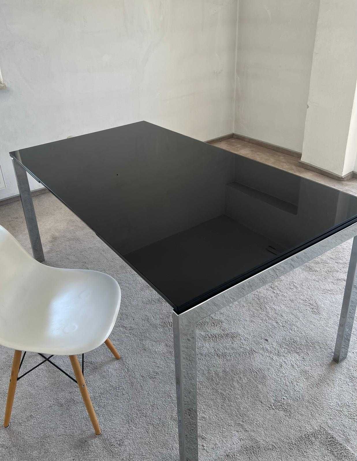 rozkładany szklany stół ,nogi chromowane 260x90 i 160, włoski design