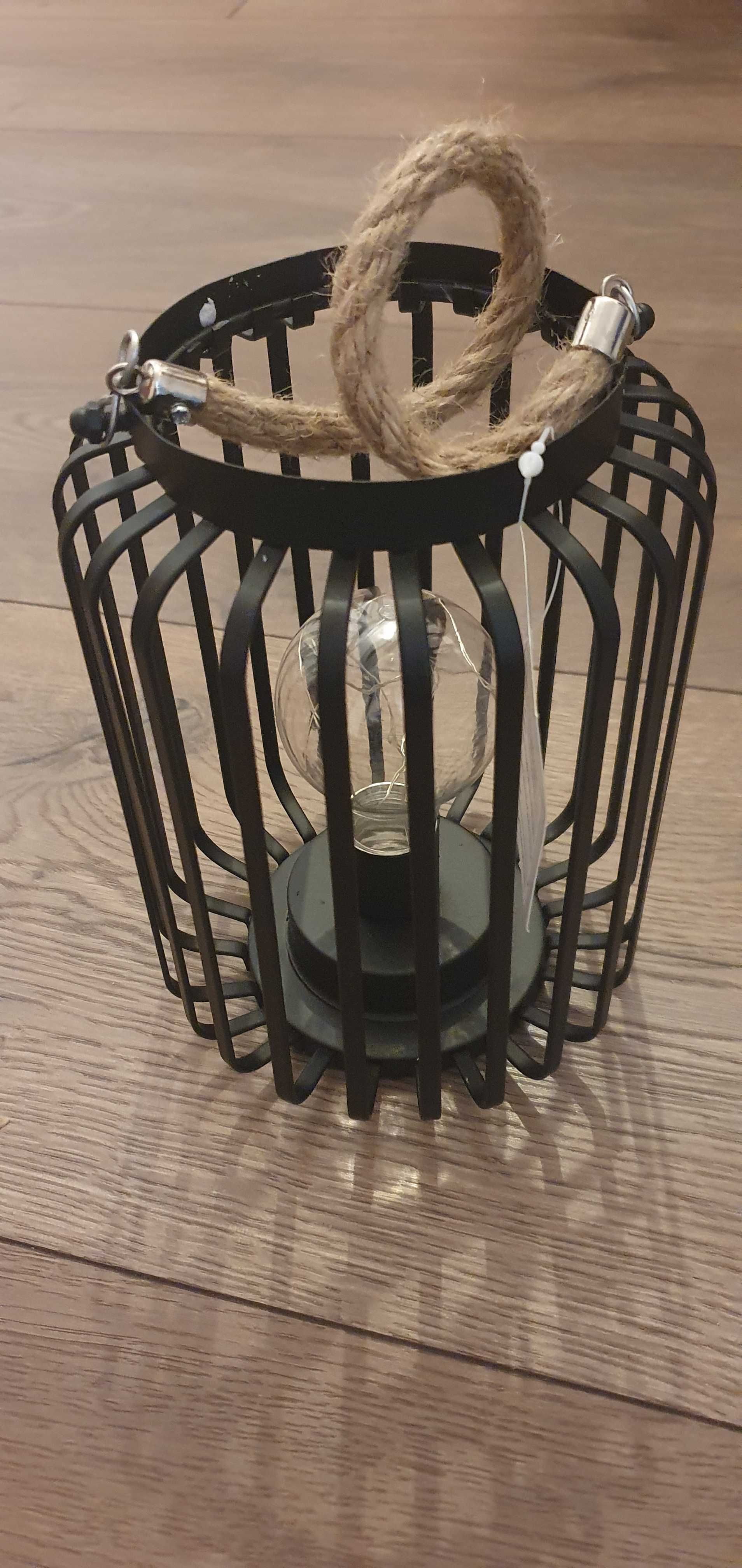 JHY DESIGN Lampa wisząca zasilana baterią z uchwytem z liny konopnej