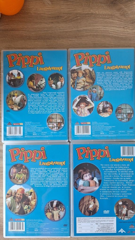 Pippi Langstrumpf 4 płyty dvd ucieczka, piraci wśród piratów, powrót