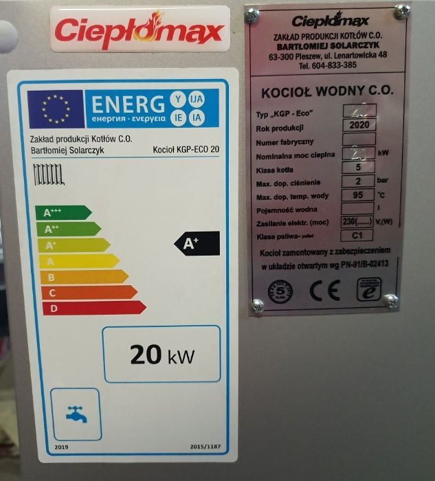 Kocioł CO 20kW Pellet Piec V klasa dotacja automatyczne rozpalan