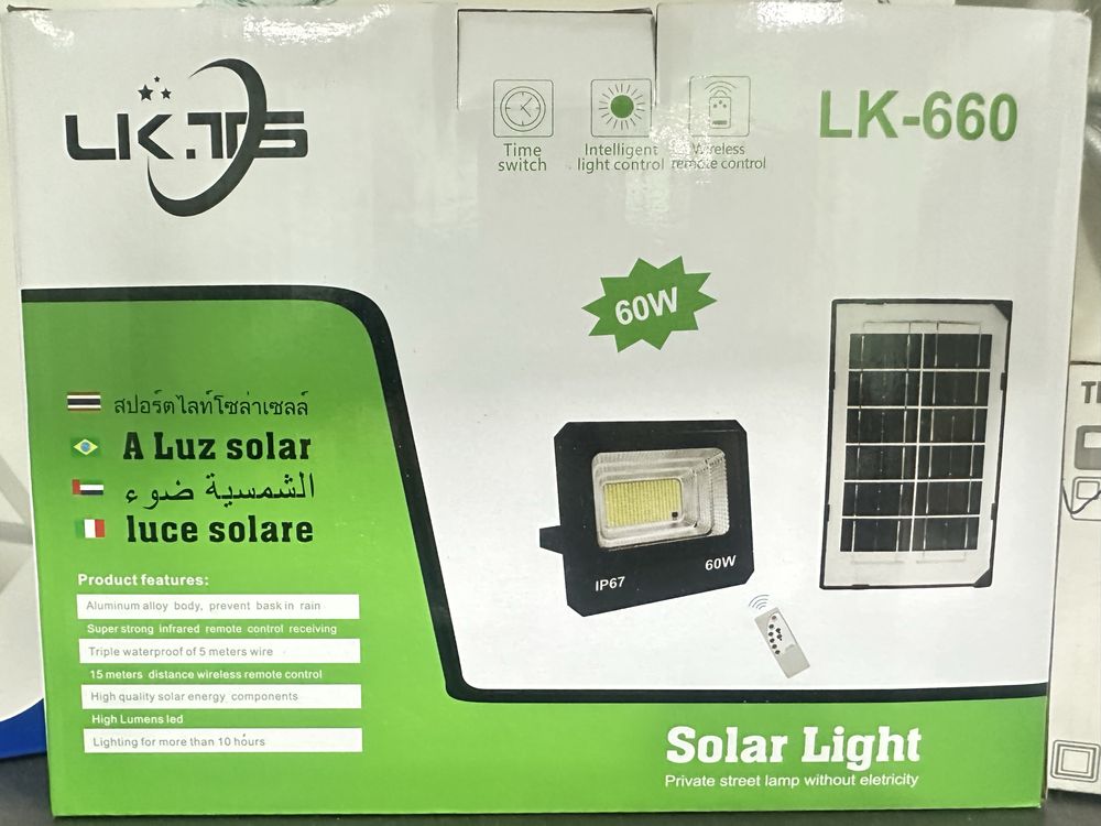 Holofote solar com bateria 60w ate 200w