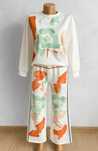 italy new collection komplet dresowy biały kwiaty oversize lato wiosna