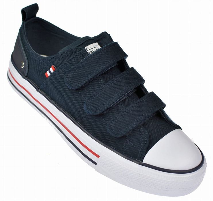 Trampki na rzepy półtrampki American LH 118 NV – białe spody rozm. 41