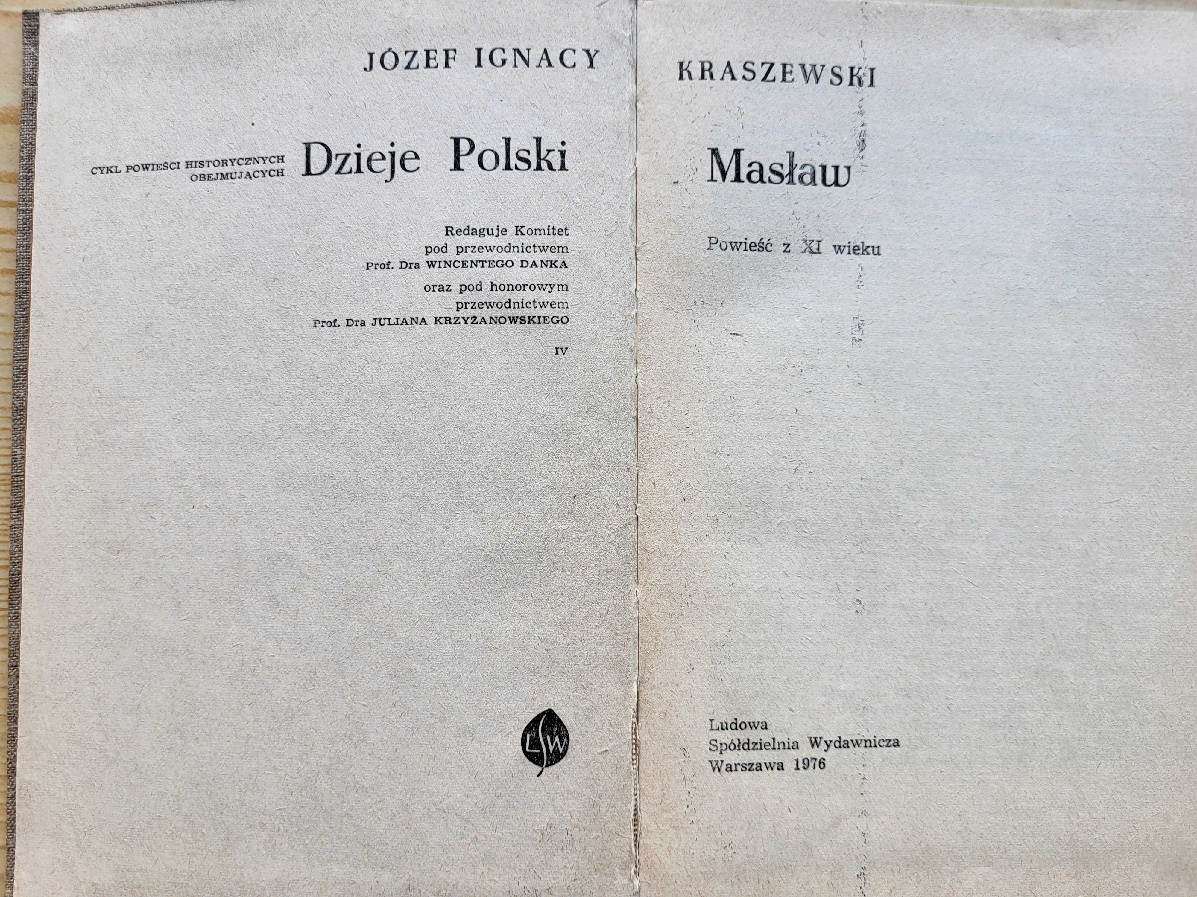 Józef Ignacy Kraszewski "Masław" - stan IDEALNY - B. TANIO!