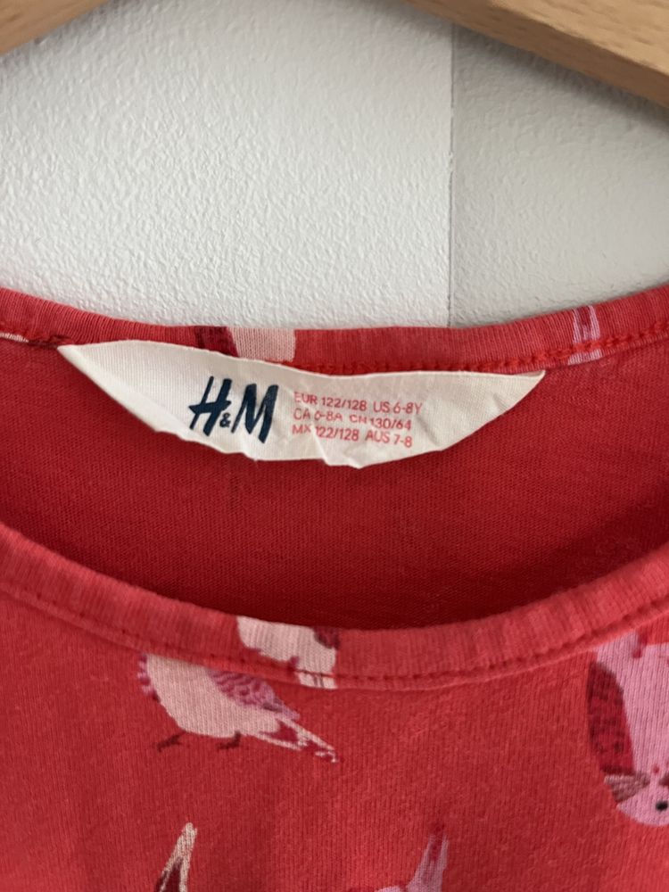 Sukienka czerwona w papugi H&M rozm. 122/128