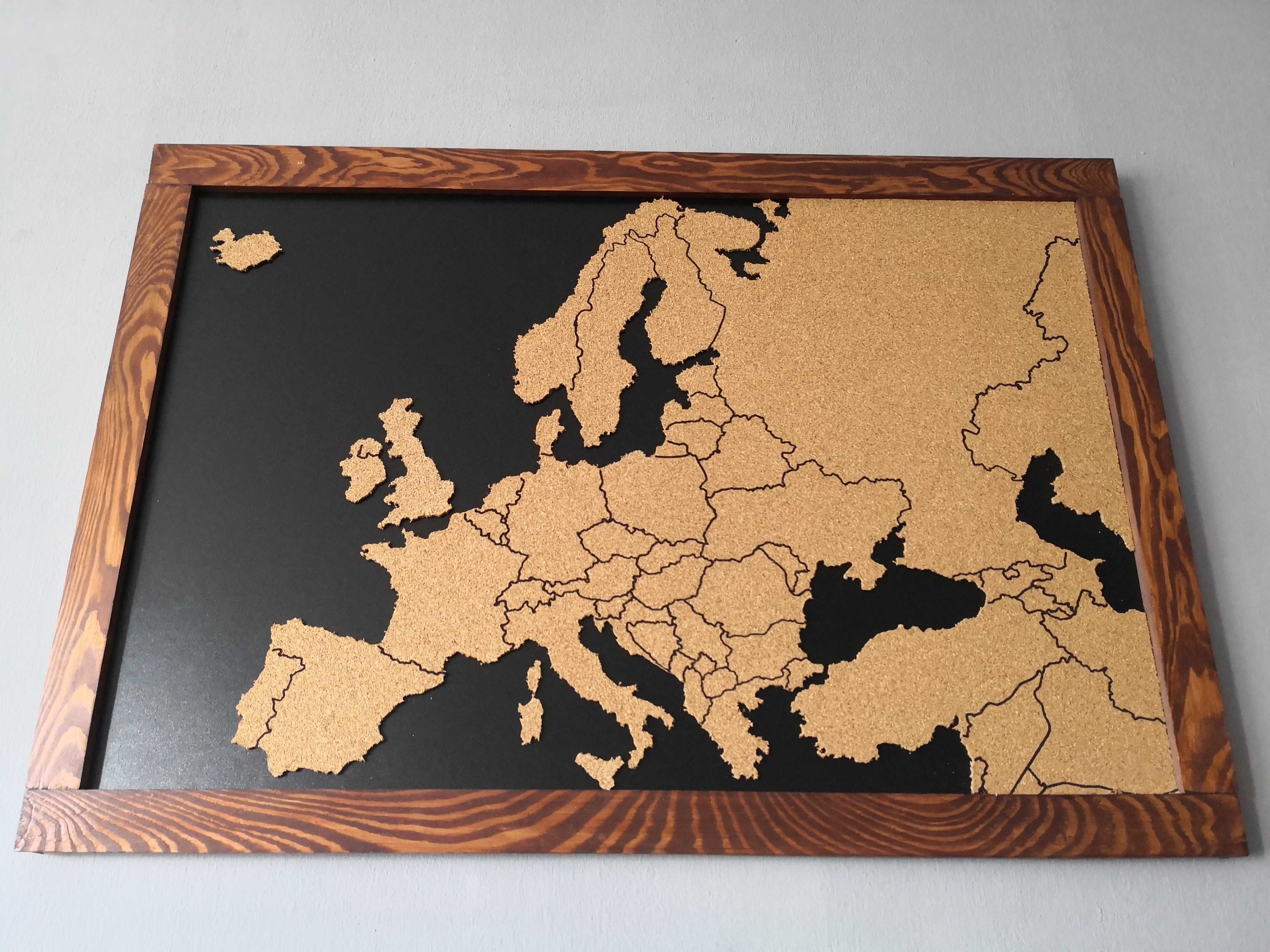 Mapa korkowa Europy 70x50cm cm. Doskonały prezent!