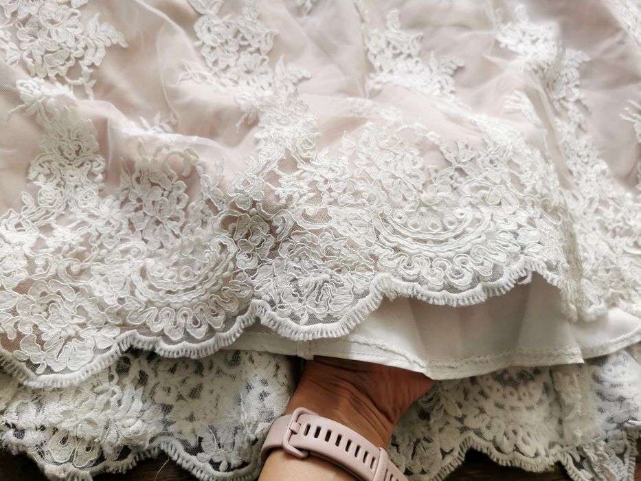 Suknia ślubna rybka tren tiul koronka  38 40