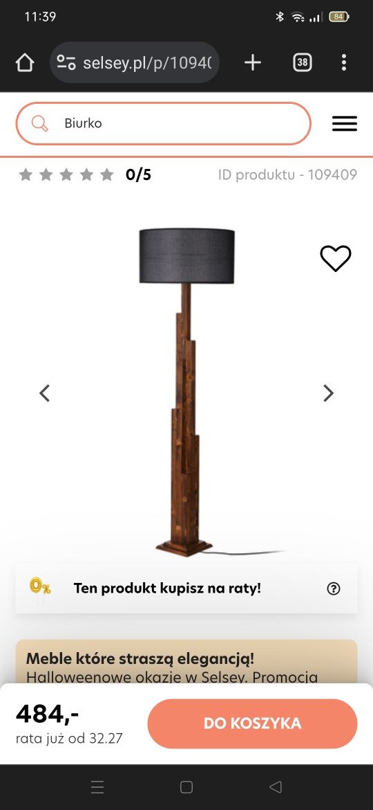 Lampa podłogowa drewno