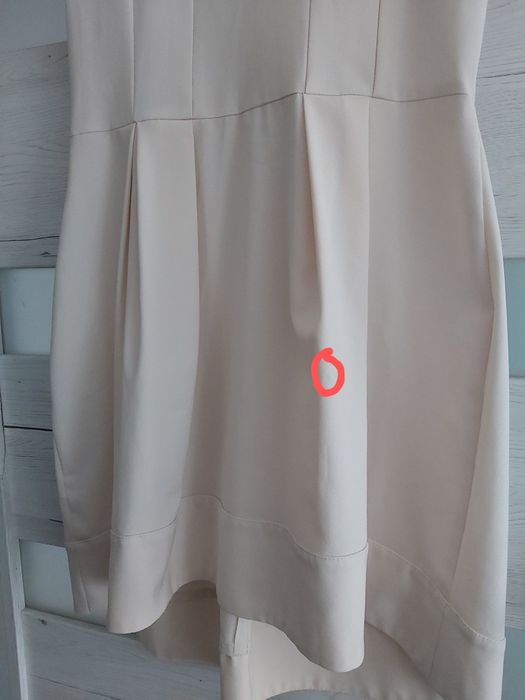 Piękna sukienka Marelina 36 beż na wesele komunię asymetryczna taliowa