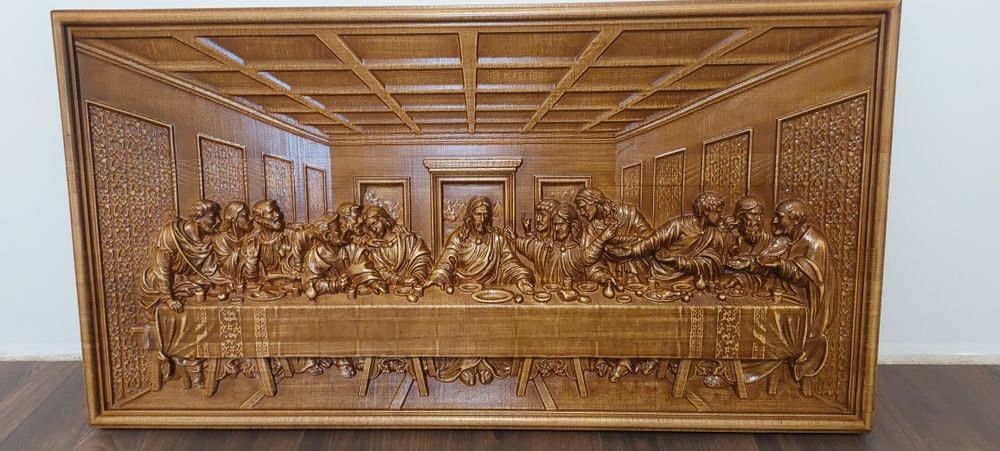Картина з дерева “Таємна вечеря” — 3D різьба, подарунок, декор
