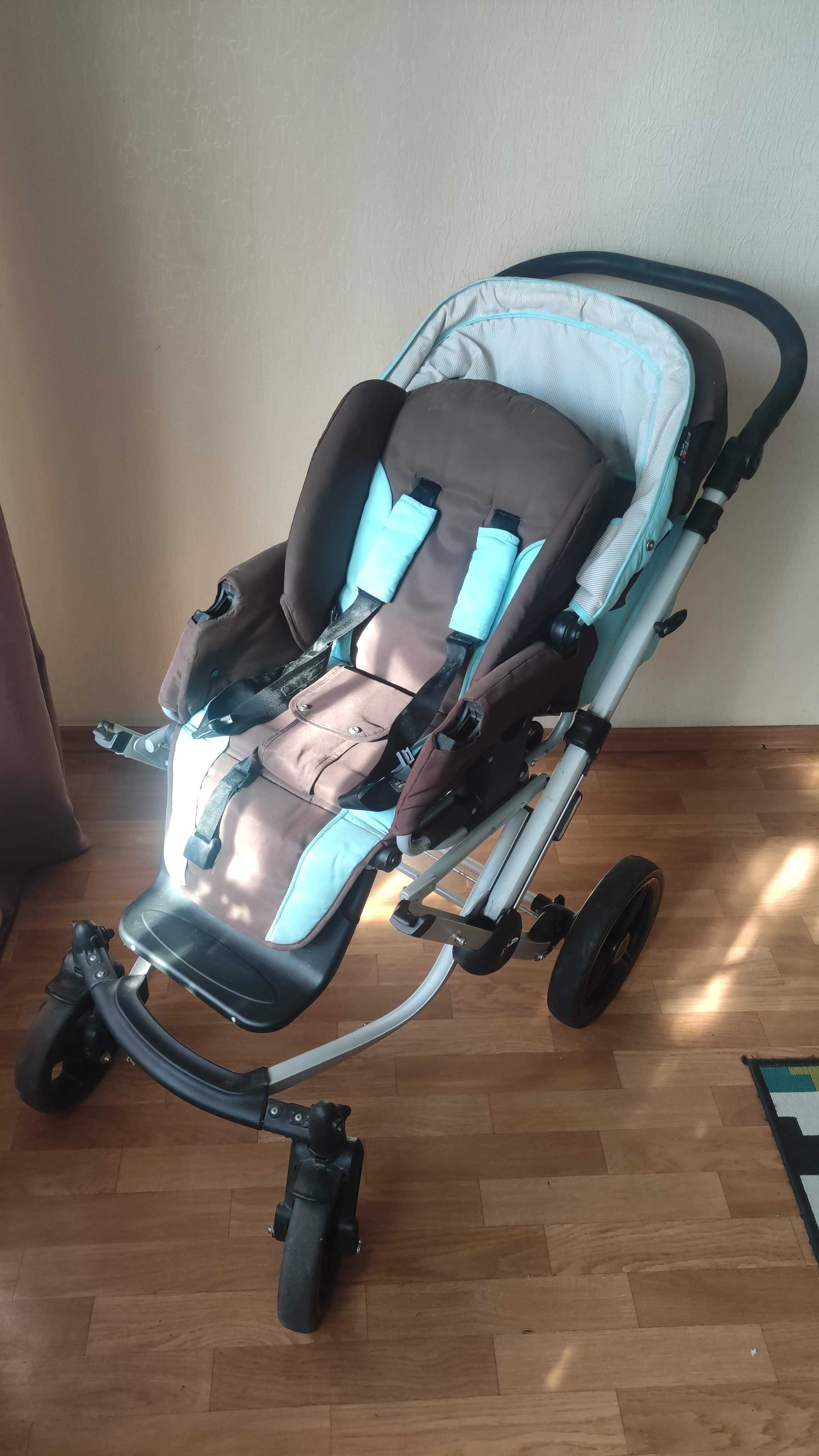 Візок дитячий (коляска) 2 в 1 babyzone ABS AVUS AQUA-DARK BROWN