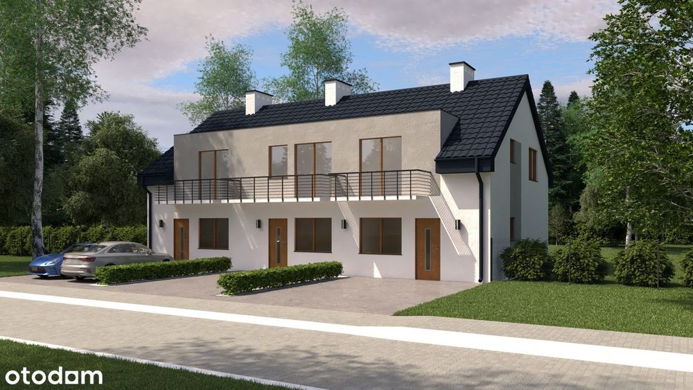 Skrajny segment szeregowca z ogrodem w lesie