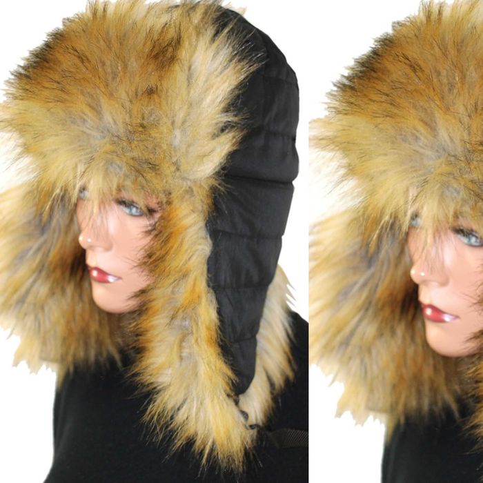 sj9 zimowa damska czapka uszatka futrzane wstawki one size