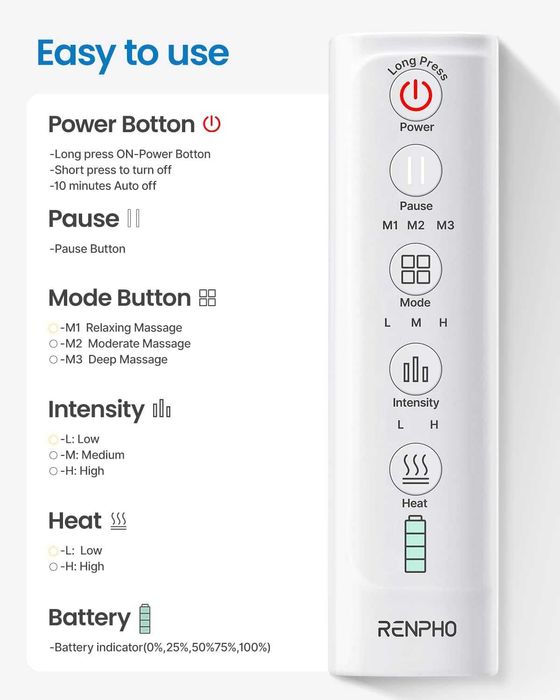 RENPHO Przenośne urządzenie do masażu głowy z 3 trybami, 2 grzałkami