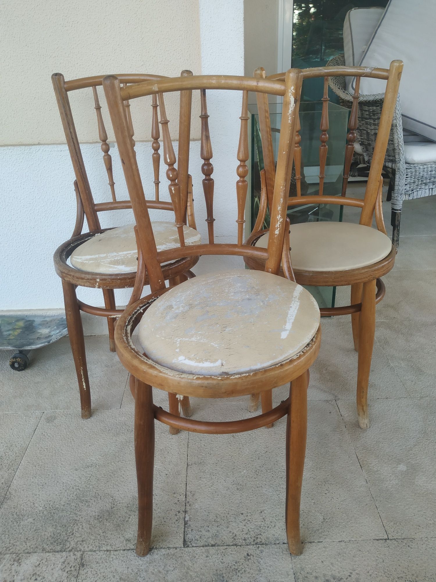 Cadeiras de madeira lote de 3