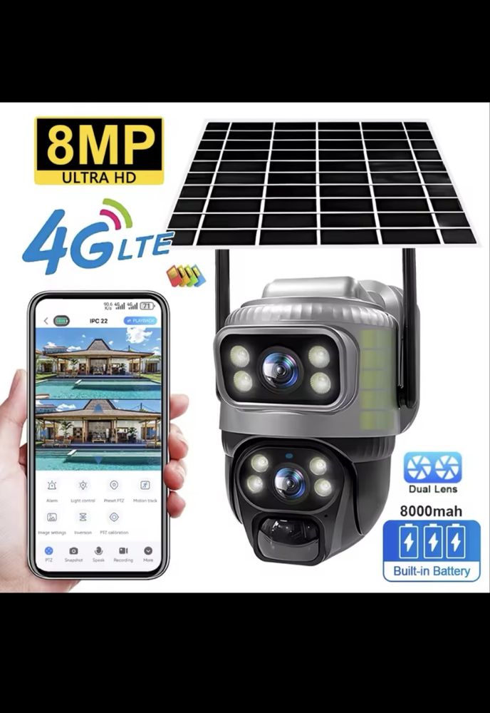 Зовнішня камера на Sim-Карті оператора 8MP 4G VCS20 камера V380 Pro