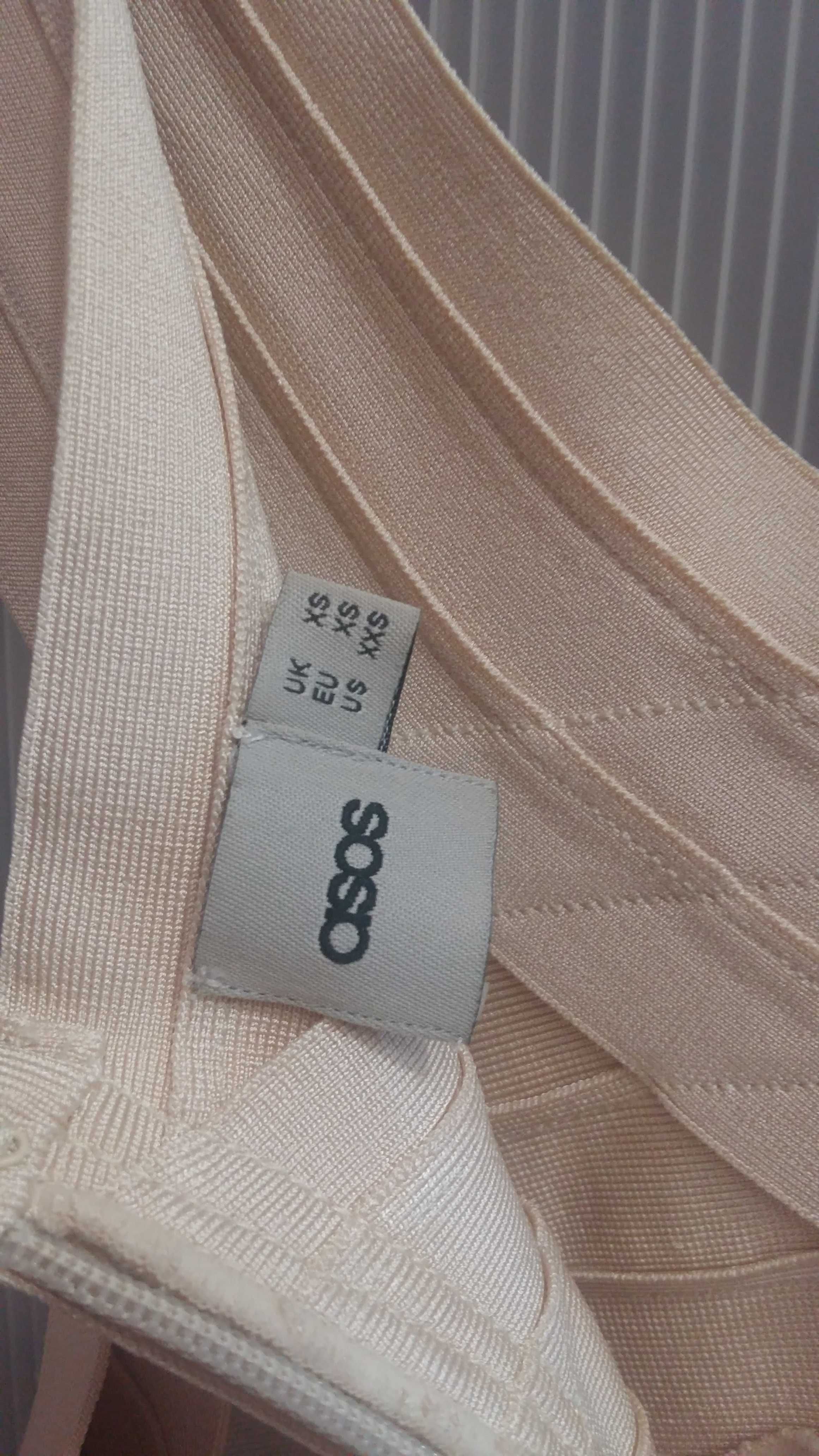 Sukienka mini typu bandage Asos xs nude